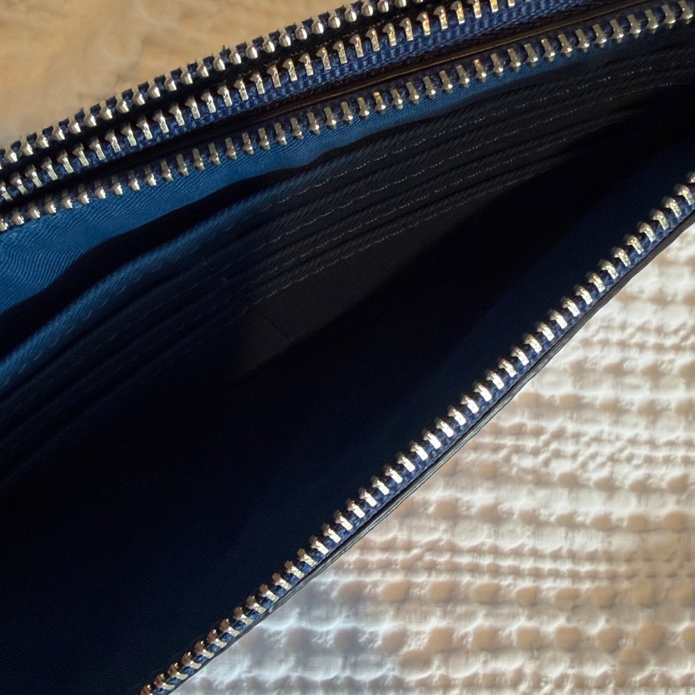 Coach Blue Double Zipper Leather Wristlet - Picture 6 of 7